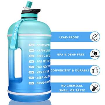 Vmini Motivational Water Bottle - 1 Gallon with Time Markers