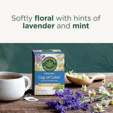 Traditional Medicinals Tea, Organic Cup of Calm, Calming & Relaxing with Chamomile Mint, 16 Tea Bags