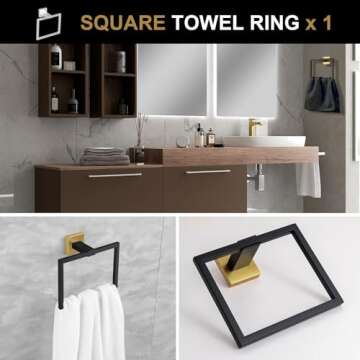5-Piece Matte Black and Brushed Gold Bathroom Set