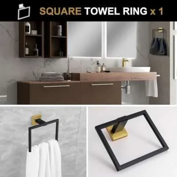 5-Piece Matte Black and Brushed Gold Bathroom Set