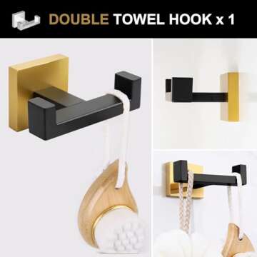 5-Piece Matte Black and Brushed Gold Bathroom Set