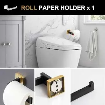 5-Piece Matte Black and Brushed Gold Bathroom Set