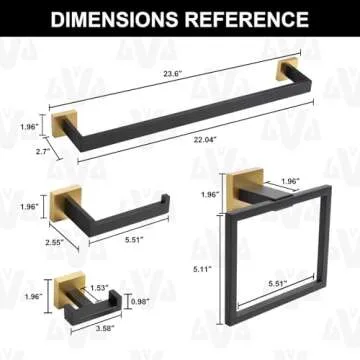 5-Piece Matte Black and Brushed Gold Bathroom Set