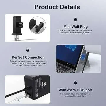 Affordable 65W Surface Pro Laptop Charger for Microsoft Devices
