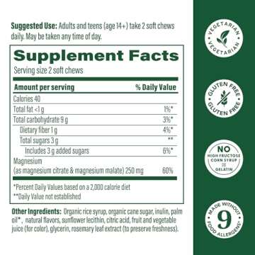 MegaFood Relax + Calm Magnesium Supplement - Soft Chews with Magnesium Citrate & Magnesium Malate fo...