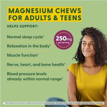 MegaFood Relax + Calm Magnesium Supplement - Soft Chews with Magnesium Citrate & Magnesium Malate for Heart Health, Muscle Tension & More - Vegetarian - Grape-Flavor - 60 Chews (30 Servings)