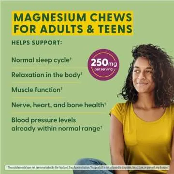 MegaFood Relax + Calm Magnesium Supplement - Soft Chews with Magnesium Citrate & Magnesium Malate for Heart Health, Muscle Tension & More - Vegetarian - Grape-Flavor - 60 Chews (30 Servings)
