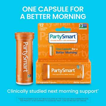 Himalaya PartySmart, One Capsule for a Better Morning, Plant-Based, Liver Support, Better Morning After Drinking, Clinically Studied, Non-GMO Project Verified, 12 Capsules