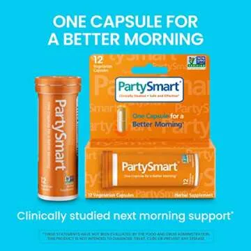 Himalaya PartySmart, One Capsule for a Better Morning, Plant-Based, Liver Support, Better Morning After Drinking, Clinically Studied, Non-GMO Project Verified, 12 Capsules
