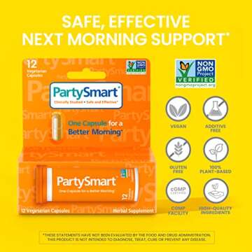 Himalaya PartySmart, One Capsule for a Better Morning, Plant-Based, Liver Support, Better Morning After Drinking, Clinically Studied, Non-GMO Project Verified, 12 Capsules