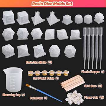 Resin Dice Molds, Shynek 19 Styles Polyhedral Game Dice Molds Set with Silicone Dice Mold, Mixing St...