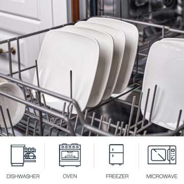 DELLING Appetizer Plates - 6.5 in Ceramic Small Plates for Dessert -Square Serving Plates - White Kitchen Dinnerware Dishes Set for Snacks, Appetizer, Side Dishes- Serving Platter Set of 6