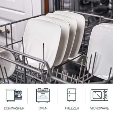 DELLING Appetizer Plates - 6.5 in Ceramic Small Plates for Dessert -Square Serving Plates - White Kitchen Dinnerware Dishes Set for Snacks, Appetizer, Side Dishes- Serving Platter Set of 6