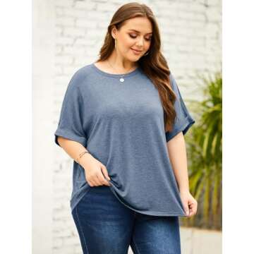 Womens Oversized Tshirts Short Sleeve Shirts Tops Summer Crew Neck Loose Casual Tee T-Shirt