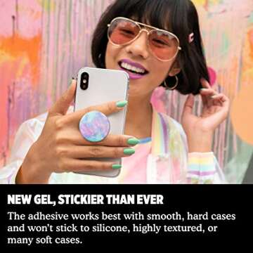 ​​​​PopSockets Phone Grip with Expanding Kickstand, Marble PopGrip - Opal Glow