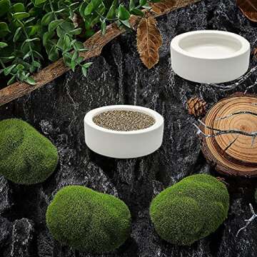 2 Pcs Reptile Food Bowls - Anti-Escape Ceramic Feeder