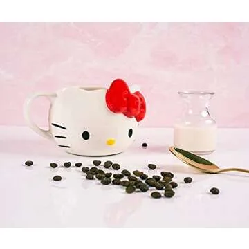 Silver Buffalo Hello Kitty Face Ceramic 3D Sculpted Mug, 22-Ounces