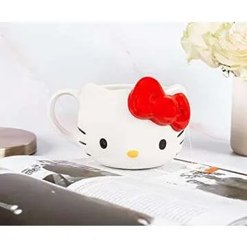 Silver Buffalo Hello Kitty Face Ceramic 3D Sculpted Mug, 22-Ounces