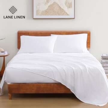 LANE LINEN 100% Organic Cotton King Size Sheets Set, 4Pc King Sheets, Soft Breathable Sheets King Si...
