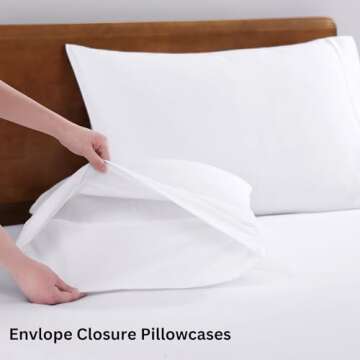 LANE LINEN 100% Organic Cotton King Size Sheets Set, 4Pc King Sheets, Soft Breathable Sheets King Size, Percale Weave, Hotel-Quality King Bed Sheets, 15" Deep Pocket King Sheet Set - White Bed Sheets