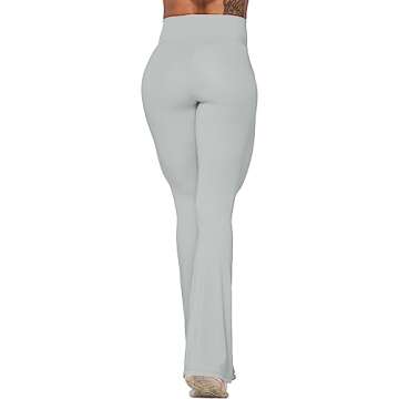 Sunzel Flare Leggings - Crossover Yoga Pants with Tummy Control, High-Waisted and Wide Leg in Silver...