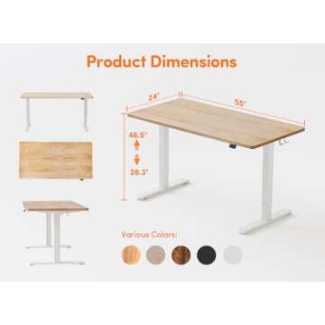 BANTI 55'' Standing Desk, Electric Stand up Height Adjustable Home Office Table, Sit Stand Desk with Splice Board, Maple