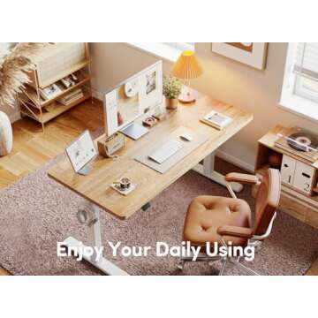 BANTI 55'' Standing Desk, Electric Stand up Height Adjustable Home Office Table, Sit Stand Desk with Splice Board, Maple