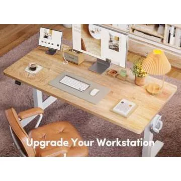 BANTI 55'' Standing Desk, Electric Stand up Height Adjustable Home Office Table, Sit Stand Desk with Splice Board, Maple