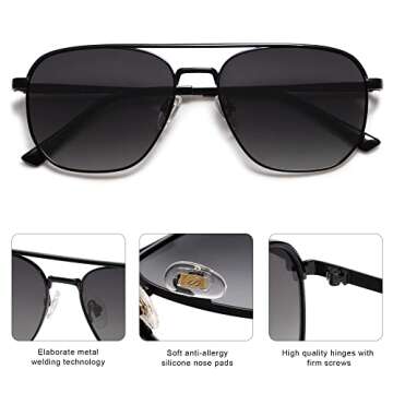 SOJOS Retro Aviator Polarized Sunglasses UV400 for All