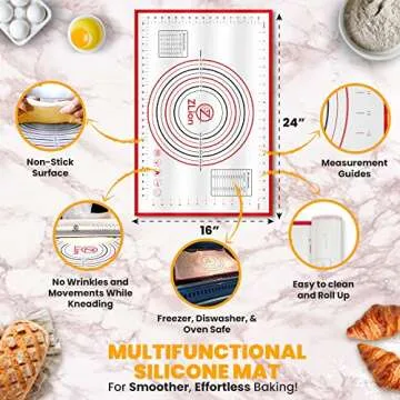 Stainless Steel Rolling Pin, Baking Set, Rolling pin with thickness rings, Silicone baking mat, and white storage base. Baking tools, are packed in a luxurious giftable box by ZLion.
