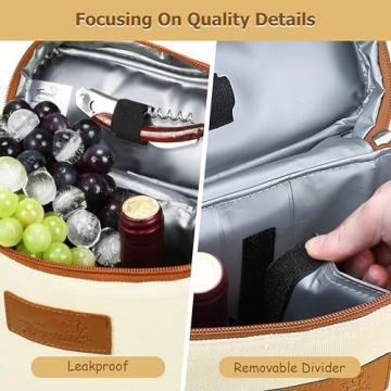 Tirrinia 2 Bottle Wine Tote - Leakproof & Insulated Carrier
