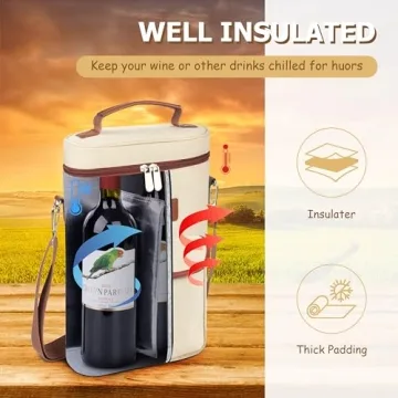 Tirrinia 2 Bottle Wine Tote - Leakproof & Insulated Carrier
