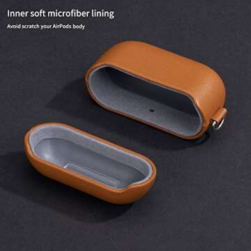 Haobobro Handcrafted AirPods 3 Leather Case/Cover with Clip and Wrist Strap, Fully-Wrapped Full-Grain Leather Case, Portable Case Compatible AirPods 3rd Generation, AirPods 3 Protective Case, Brown