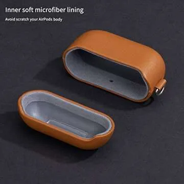 Haobobro Handcrafted AirPods 3 Leather Case/Cover with Clip and Wrist Strap, Fully-Wrapped Full-Grain Leather Case, Portable Case Compatible AirPods 3rd Generation, AirPods 3 Protective Case, Brown