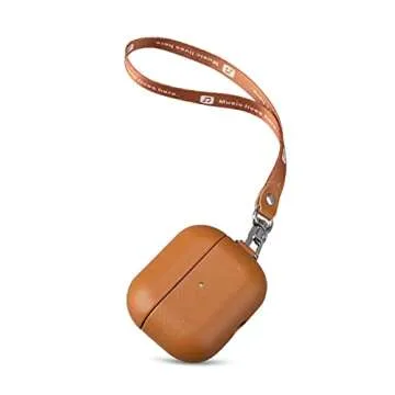 Haobobro Handcrafted AirPods 3 Leather Case/Cover with Clip and Wrist Strap, Fully-Wrapped Full-Grain Leather Case, Portable Case Compatible AirPods 3rd Generation, AirPods 3 Protective Case, Brown