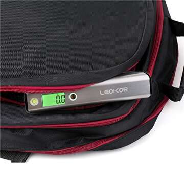 Luggage Scale, LEOKOR Hand Scales with Tape Measure for Travel Baggage Weight (Black)