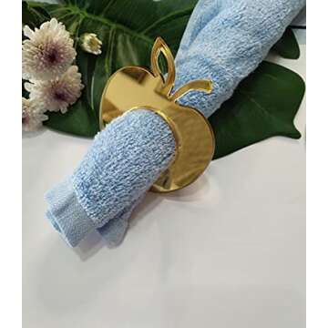 Acrylic Apple Napkin Rings, Apple Napkin Ring for Wedding Signs, Bridal Shower Party Décor, Engagement Apple Shaped Crafting Sets of 10 (Gold Mirror)