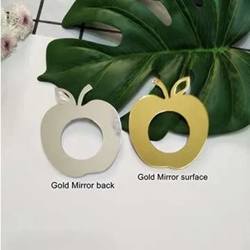 Acrylic Apple Napkin Rings, Apple Napkin Ring for Wedding Signs, Bridal Shower Party Décor, Engagement Apple Shaped Crafting Sets of 10 (Gold Mirror)
