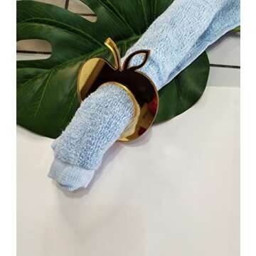 Acrylic Apple Napkin Rings, Apple Napkin Ring for Wedding Signs, Bridal Shower Party Décor, Engagement Apple Shaped Crafting Sets of 10 (Gold Mirror)