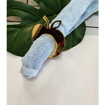 Acrylic Apple Napkin Rings, Apple Napkin Ring for Wedding Signs, Bridal Shower Party Décor, Engagement Apple Shaped Crafting Sets of 10 (Gold Mirror)