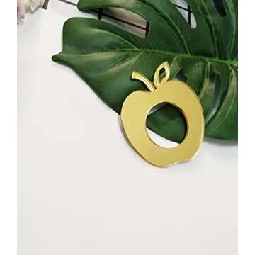 Acrylic Apple Napkin Rings, Apple Napkin Ring for Wedding Signs, Bridal Shower Party Décor, Engagement Apple Shaped Crafting Sets of 10 (Gold Mirror)