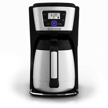 BLACK+DECKER 12-Cup Thermal Coffee Maker, Keep Coffee Hot with Insulated Stainless Steel Carafe, Dig...