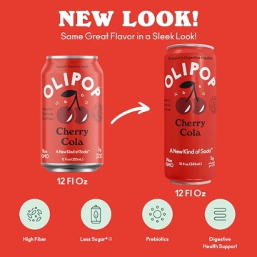 OLIPOP Cherry Cola Prebiotic Soda 12-Pack for Gut Health