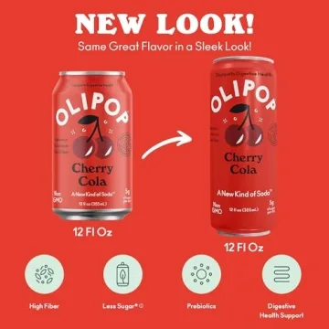 OLIPOP Cherry Cola Prebiotic Soda 12-Pack for Gut Health