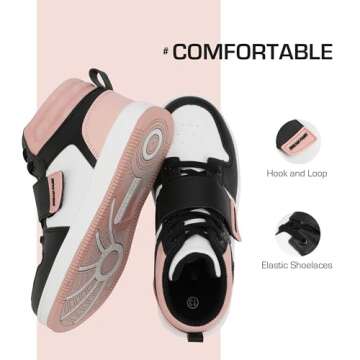 DREAM PAIRS Boys Girls High Top Sneaker LilLegends Skyhigh Basketball Shoes,Size 6 Big Kid,Black/Whi...