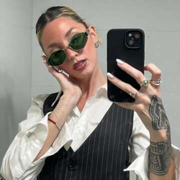 SDINM Hexagon Sunglasses for Women Retro Vintage Gold Metal Geometric Sun Glasses Shades UV Protection