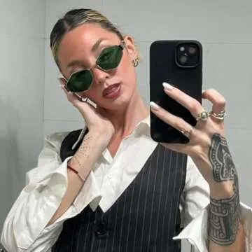 SDINM Hexagon Sunglasses for Women Retro Vintage Gold Metal Geometric Sun Glasses Shades UV Protection