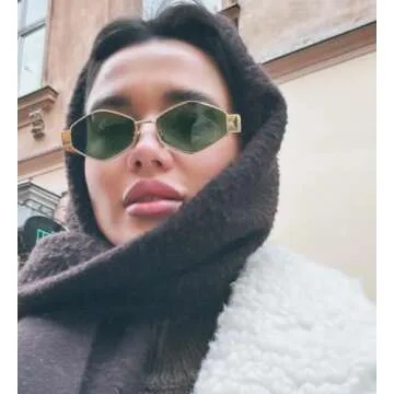 SDINM Hexagon Sunglasses for Women Retro Vintage Gold Metal Geometric Sun Glasses Shades UV Protection