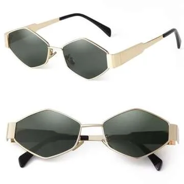 SDINM Hexagon Sunglasses for Women Retro Vintage Gold Metal Geometric Sun Glasses Shades UV Protection