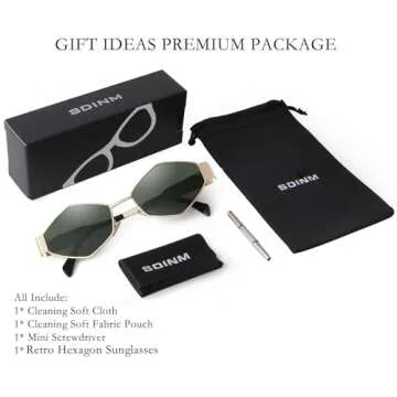 SDINM Hexagon Sunglasses for Women Retro Vintage Gold Metal Geometric Sun Glasses Shades UV Protection